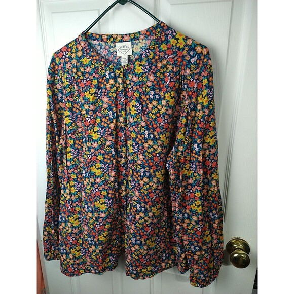 St. Johns Bay Woman XXL Shirt Floral Balloon Sleeve Boho Hippie Retro Workwear - Picture 2 of 8